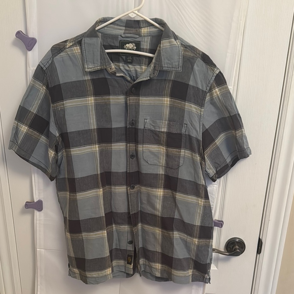 Roots Casual Button Down Shirt blue/green and Gray